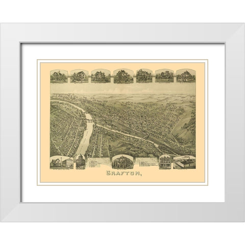 Grafton West Virginia - Fowler 1898 White Modern Wood Framed Art Print with Double Matting by Fowler