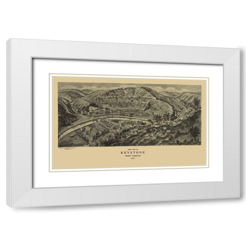 Keystone West Virginia - Fowler 1911 White Modern Wood Framed Art Print with Double Matting by Fowler