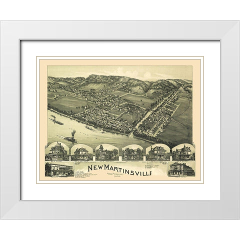 New Martinsville West Virginia - Fowler 1899 White Modern Wood Framed Art Print with Double Matting by Fowler