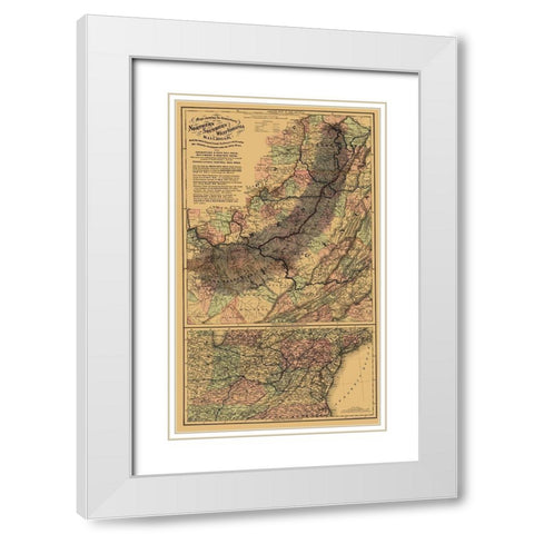 Northern and Southern West Virginia Railroad 1873 White Modern Wood Framed Art Print with Double Matting by Colton