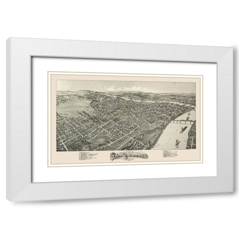 Parkersburg West Virginia - Fowler 1899 White Modern Wood Framed Art Print with Double Matting by Fowler
