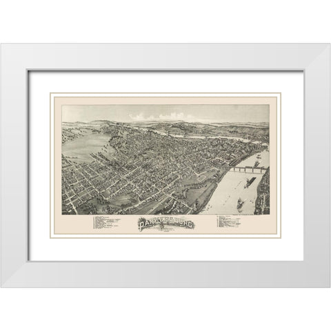 Parkersburg West Virginia - Fowler 1899 White Modern Wood Framed Art Print with Double Matting by Fowler