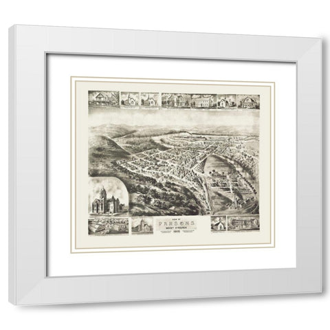 Parsons West Virginia - Fowler 1905 White Modern Wood Framed Art Print with Double Matting by Fowler