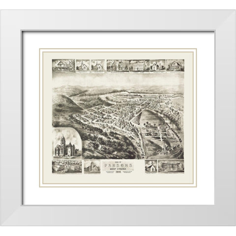 Parsons West Virginia - Fowler 1905 White Modern Wood Framed Art Print with Double Matting by Fowler