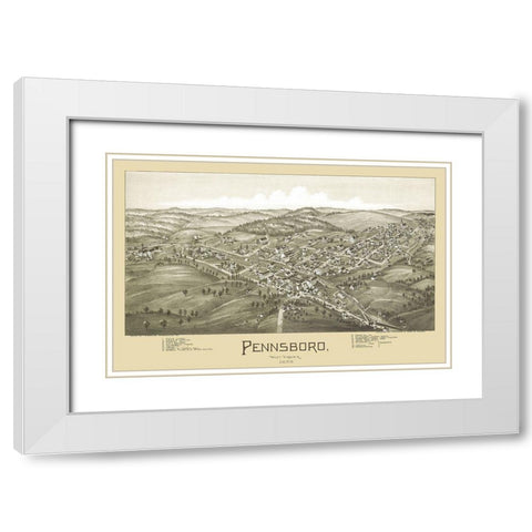 Pennsboro West Virginia - Fowler 1899 White Modern Wood Framed Art Print with Double Matting by Fowler
