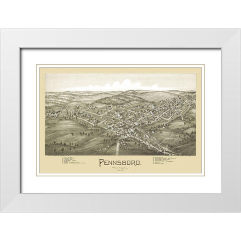 Pennsboro West Virginia - Fowler 1899 White Modern Wood Framed Art Print with Double Matting by Fowler