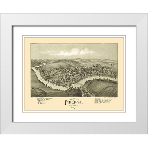 Phillippi West Virginia - Fowler 1897 White Modern Wood Framed Art Print with Double Matting by Fowler