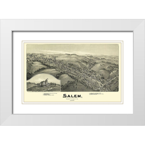 Salem West Virginia - Fowler 1899 White Modern Wood Framed Art Print with Double Matting by Fowler