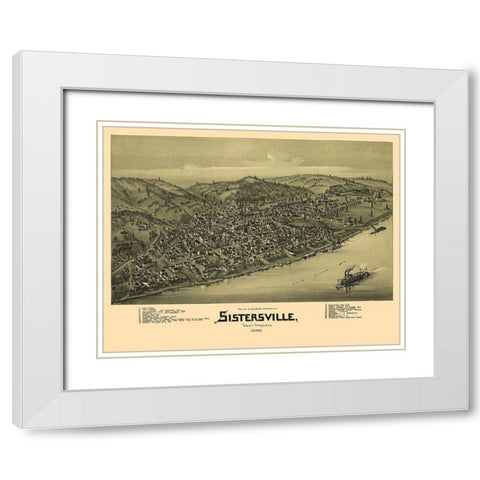 Sistersville West Virginia - Fowler 1896 White Modern Wood Framed Art Print with Double Matting by Fowler