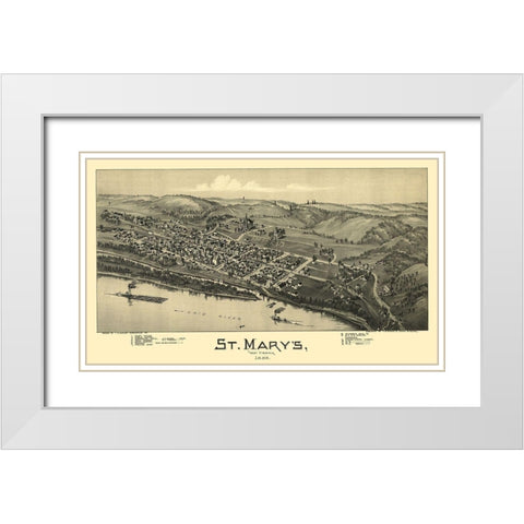 St Marys West Virginia - Fowler 1899 White Modern Wood Framed Art Print with Double Matting by Fowler