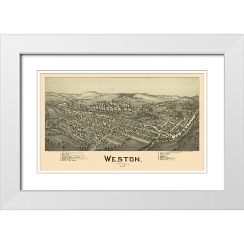 Weston West Virginia - Fowler 1900 White Modern Wood Framed Art Print with Double Matting by Fowler