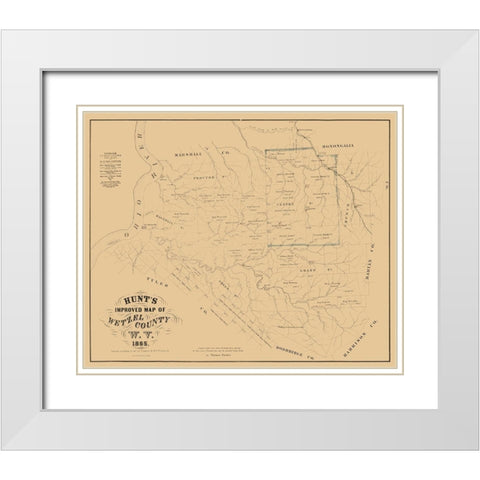 Wetzel County West Virginia - Peterson 1865  White Modern Wood Framed Art Print with Double Matting by Peterson