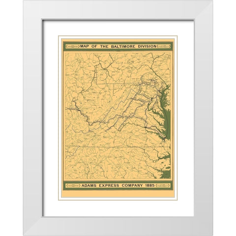 Adams Express Co, Baltimore Division - Lang 1885 White Modern Wood Framed Art Print with Double Matting by Lang