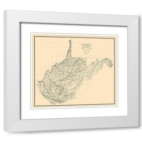 West Virginia -1919 White Modern Wood Framed Art Print with Double Matting by Unknown