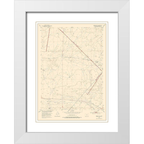 North West Arminto Wyoming Quad - USGS 1952 White Modern Wood Framed Art Print with Double Matting by USGS