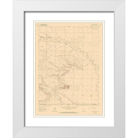 Arcola Wyoming Quad - USGS 1963 White Modern Wood Framed Art Print with Double Matting by USGS