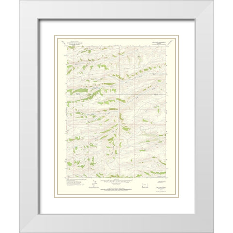 Bell Butte Wyoming Quad - USGS 1962 White Modern Wood Framed Art Print with Double Matting by USGS