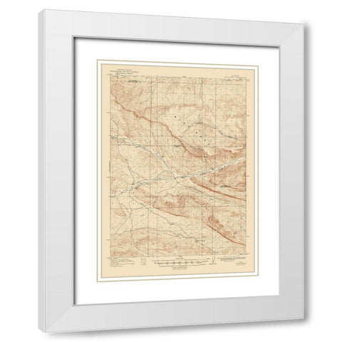 Blue Mesa Wyoming Quad - USGS 1916 White Modern Wood Framed Art Print with Double Matting by USGS