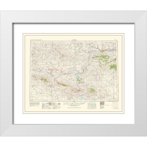 Casper Wyoming Quad - USGS 1962 White Modern Wood Framed Art Print with Double Matting by USGS