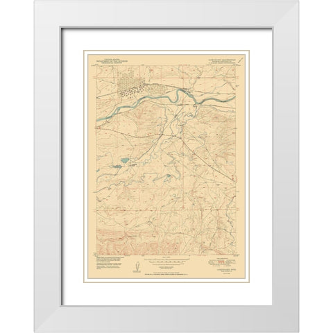 Careyhurst Converse Wyoming Quad - USGS 1950 White Modern Wood Framed Art Print with Double Matting by USGS