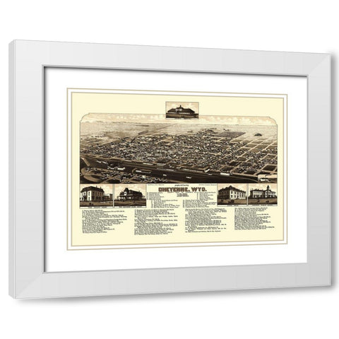 Cheyenne Wyoming - Stoner 1882 White Modern Wood Framed Art Print with Double Matting by Stoner