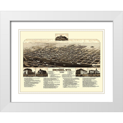 Cheyenne Wyoming - Stoner 1882 White Modern Wood Framed Art Print with Double Matting by Stoner