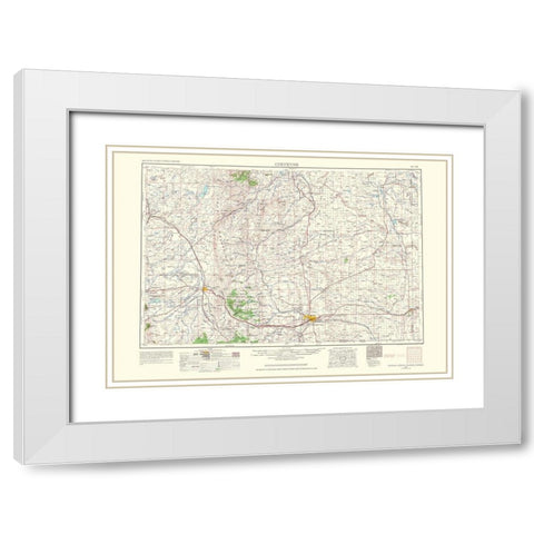 Cheyenne Wyoming Colorado Nebraska Quad - USGS White Modern Wood Framed Art Print with Double Matting by USGS
