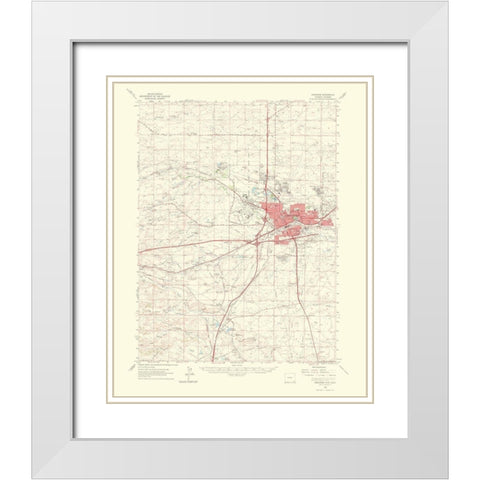 Cheyenne Wyoming Colorado Quad - USGS 1964 White Modern Wood Framed Art Print with Double Matting by USGS