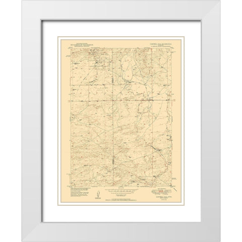 Campbell Hill Wyoming Quad - USGS 1950 White Modern Wood Framed Art Print with Double Matting by USGS