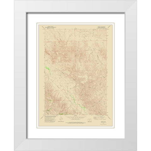 Croton Wyoming Quad - USGS 1972 White Modern Wood Framed Art Print with Double Matting by USGS