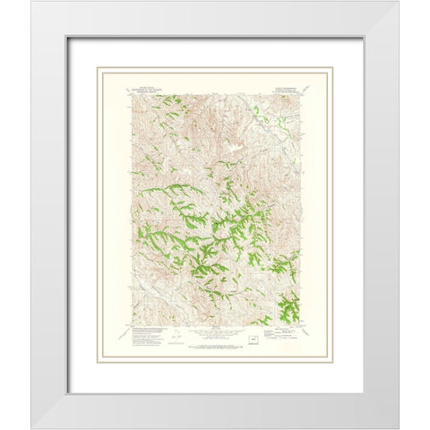 Echeta Wyoming Quad - USGS 1972 White Modern Wood Framed Art Print with Double Matting by USGS