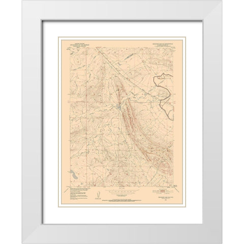 North West Emigrant Gap Wyoming Quad - USGS 1951 White Modern Wood Framed Art Print with Double Matting by USGS
