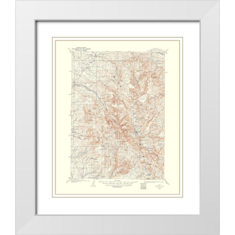 Fremont Peak Wyoming Quad - USGS 1958 White Modern Wood Framed Art Print with Double Matting by USGS