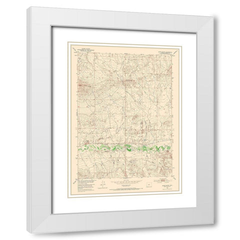 Gates Butte Wyoming Quad - USGS 1952 White Modern Wood Framed Art Print with Double Matting by USGS