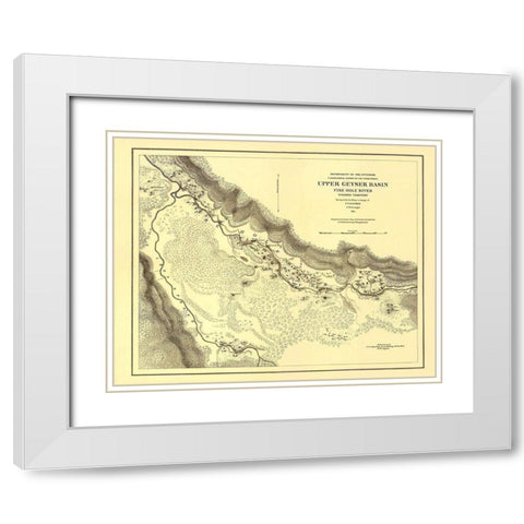 Wyoming Territory Up Geyser Basin Fire Hole River White Modern Wood Framed Art Print with Double Matting by USGS