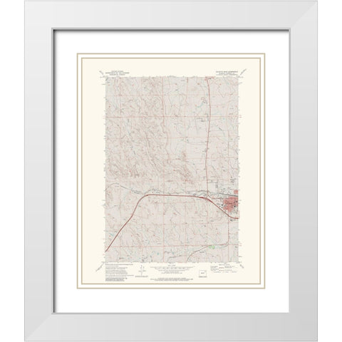 West Gillette Wyoming Quad - USGS 1971 White Modern Wood Framed Art Print with Double Matting by USGS