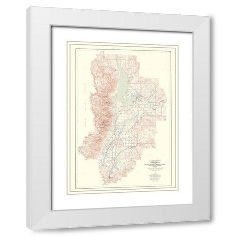 Grand Teton National Park Wyoming Sheet - USGS White Modern Wood Framed Art Print with Double Matting by USGS