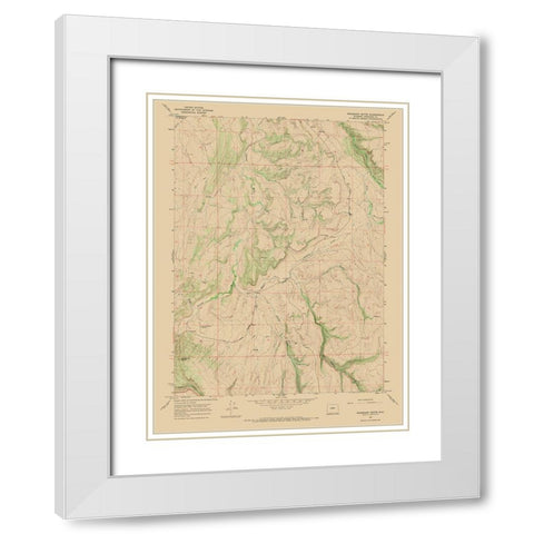 Mahogony Butte Wyoming Quad - USGS 1967 White Modern Wood Framed Art Print with Double Matting by USGS