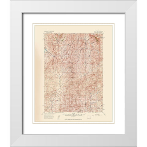 Ormsby Draw Wyoming Quad - USGS 1959 White Modern Wood Framed Art Print with Double Matting by USGS