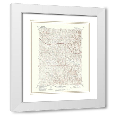 Ploessers Draw Wyoming Quad - USGS 1972 White Modern Wood Framed Art Print with Double Matting by USGS