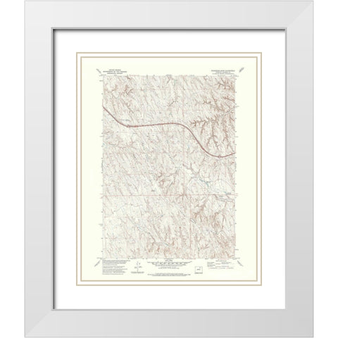 Ploessers Draw Wyoming Quad - USGS 1972 White Modern Wood Framed Art Print with Double Matting by USGS