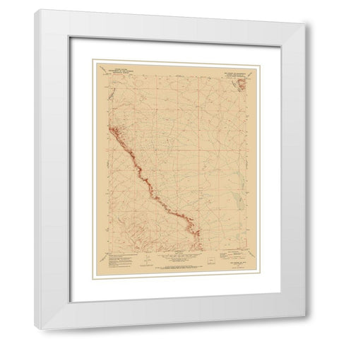 South East Red Desert Wyoming Quad - USGS 1970 White Modern Wood Framed Art Print with Double Matting by USGS