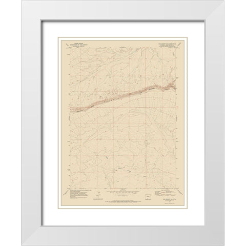 South West Red Desert Wyoming Quad - USGS 1970 White Modern Wood Framed Art Print with Double Matting by USGS