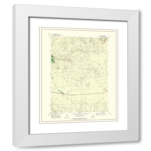 Rozet Wyoming Quad - USGS 1971 White Modern Wood Framed Art Print with Double Matting by USGS