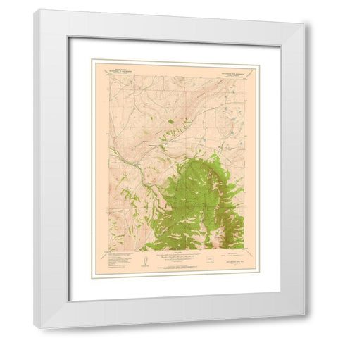 Rattlesnake Pass Wyoming Quad - USGS 1955 White Modern Wood Framed Art Print with Double Matting by USGS