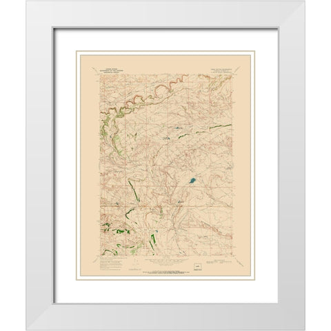 Three Buttes Wyoming Quad - USGS 1968 White Modern Wood Framed Art Print with Double Matting by USGS
