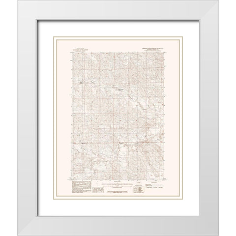 Threemile Creek Reservoir Wyoming Quad - USGS 1984 White Modern Wood Framed Art Print with Double Matting by USGS