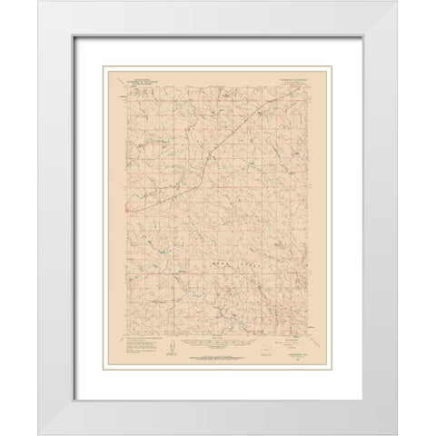 Turnercrest Wyoming Quad - USGS 1960 White Modern Wood Framed Art Print with Double Matting by USGS