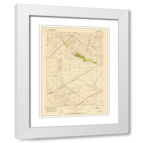 Waltman Wyoming Quad - USGS 1952 White Modern Wood Framed Art Print with Double Matting by USGS