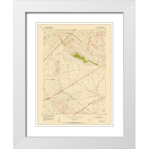 Waltman Wyoming Quad - USGS 1952 White Modern Wood Framed Art Print with Double Matting by USGS